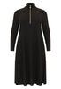 Pullover-dress zipped collar RIB - black  - #3