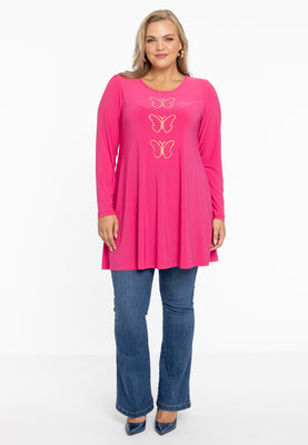 Tunic wide bottom RHINESTONES - pink - #2