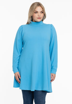 Tunic wide bottom puff sleeve DIAGONAL - light blue - #1