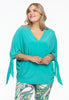 Blouse V-neck bows DOLCE - turquoise