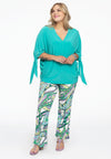 Blouse V-neck bows DOLCE - turquoise