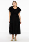 Dress Frilled V-neck MESH - black 