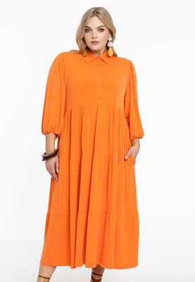 Dress puff sleeve DOLCE - orange  - #1