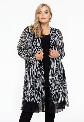 Cardigan long double front ZEBRA - black  - #1