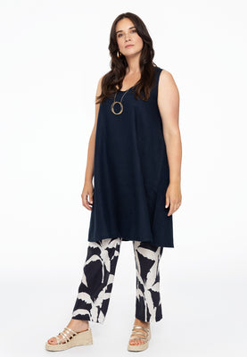 Dress A-line LINEN - blue - #1