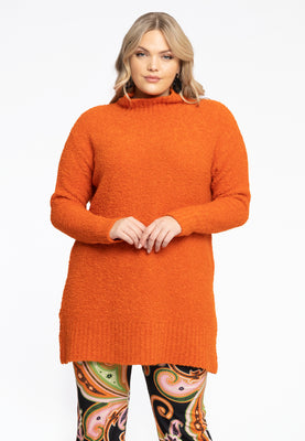 Pullover met col Teddy - orange  - #1