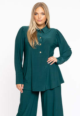 Blouse flare puff sleeve DOLCE - dark green - #1