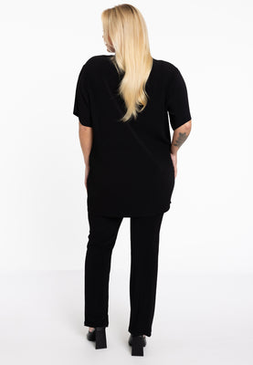 Tunic straight PLISSE - black  - #3