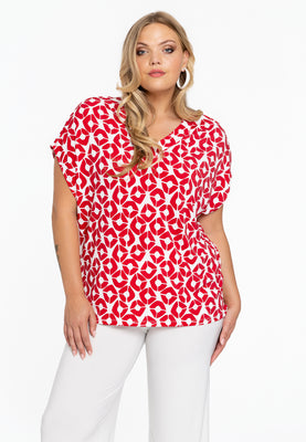 Shirt V-neck PENELOPE - red  - #1