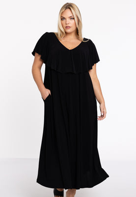 Dress Frilled V-neck Swing DOLCE - black  - #1