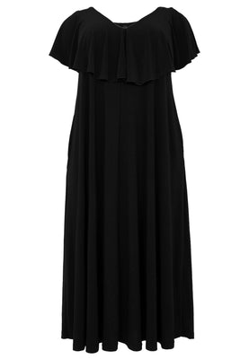 Dress Frilled V-neck Swing DOLCE - black  - #4