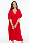 Dress V-neck PLISSE - red 