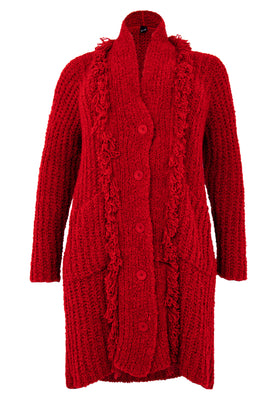 Cardigan teddy fringing - red  - #4