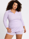 Tunic flared polo LOUNGE - light purple