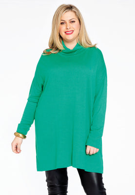 Pullover wide high neck - green  - #1