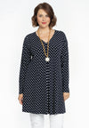 Tunic pleated V-neck POLKADOT - blue