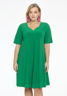 Dress A-line double v-neck DOLCE - green  - #1