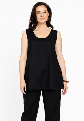 Singlet flare LINEN - black  - #1