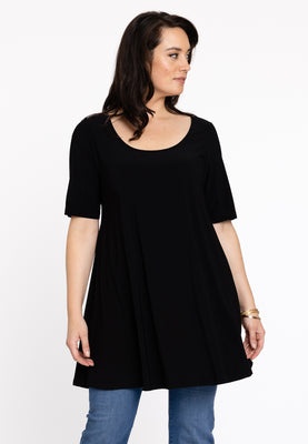 Tunic wide bottom deep neck DOLCE - black  - #1