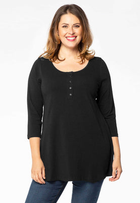 Tunic flare fit buttons COTTON - black  - #1