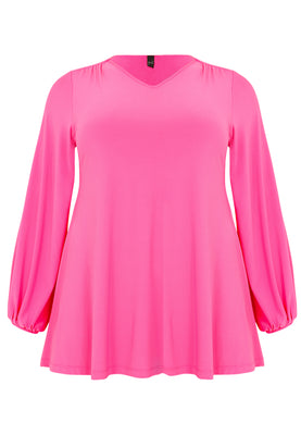 Tunic wide bottom V-neck Dolce - pink - #4