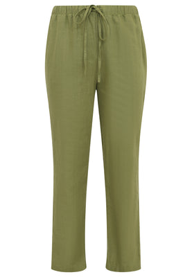 Trousers waist cord LINEN - green  - #3