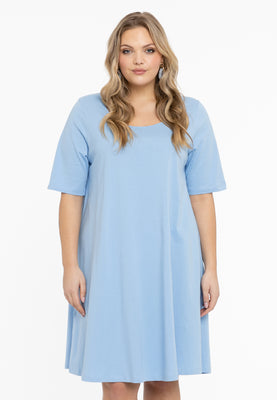 Dress A-line COTTON - light blue - #1