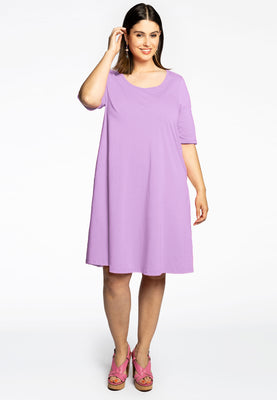 Dress A-line COTTON - light purple - #1