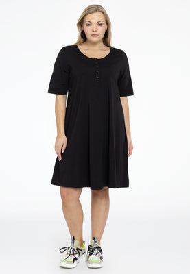 Dress A-line buttons COTTON - black  - #2