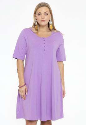 Dress A-line buttons COTTON - light purple - #1