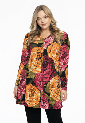 Tunic V-neck pleat PEONY - black  - #1