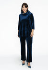 Shirt A-line standing collar VELVET - blue