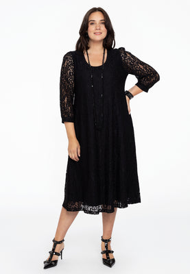 Dress A-line LACE - black  - #2