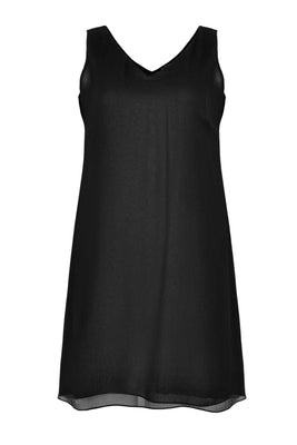 Singlet long v-neck voile UNI - black  - #4