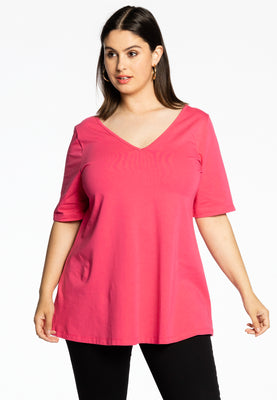 Tunic V flare COTTON - pink - #1