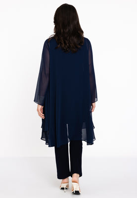 Cardigan long double front VOILE - blue - #3