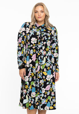 Blouse-dress FLOWERPOWER - black  - #1