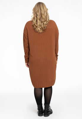 Dress high neck knitted - brown - #3