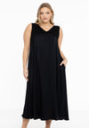 Dress swing SATIN - black 