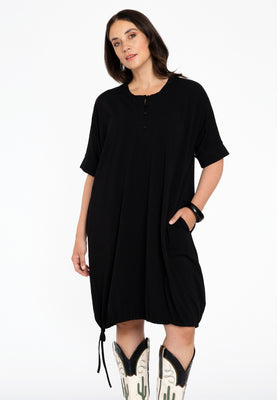 Tunic drawstring COTTON - black  - #1