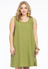 Tunic A-line sleeveless LINEN - green 