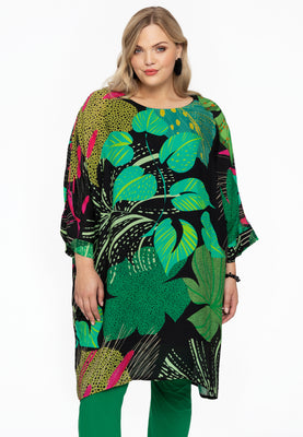 Dress bat sleeve SPLITLEAVE - green  - #1