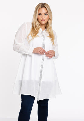 Blouse tape LINEN - white  - #1