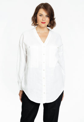 Blouse oversized LINEN - white  - #1