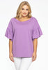 Shirt wide frill sleeve COTTON - light purple