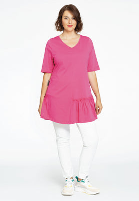 Tunic wide bottom frill COTTON - pink - #2